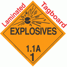 Explosive Class 1.1A NA or UN0224 Tagboard DOT Placard