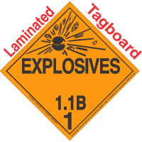 Explosive Class 1.1B NA or UN0029 Tagboard DOT Placard