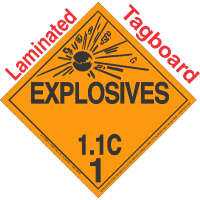 Explosive Class 1.1C NA or UN0326 Tagboard DOT Placard