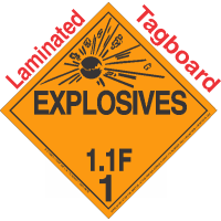 Explosive Class 1.1F NA or UN0330 Tagboard DOT Placard