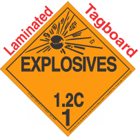 Explosive Class 1.2C NA or UN0502 Tagboard DOT Placard