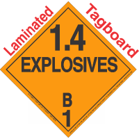 Explosive Class 1.4B NA or UN0350 Tagboard DOT Placard