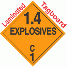Explosive Class 1.4C NA or UN0479 Tagboard DOT Placard