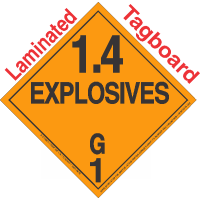 Explosive Class 1.4G NA or UN0362 Tagboard DOT Placard