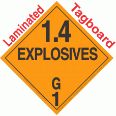 Explosive Class 1.4G NA or UN0353 Tagboard DOT Placard