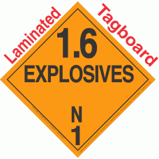 Explosive Class 1.6N NA or UN0486 Tagboard DOT Placard
